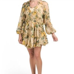 Anthropologie OPT Angelique Floral Print Ruffled Mini Babydoll Dress M